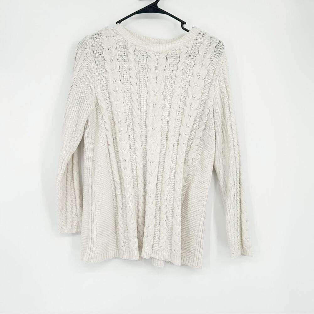 J. Jill Chenille Cozy Cable Knit Cream Sweater‎ Size Small Petite